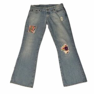 Vintage Y2K Lucky Brand Low Rise Flare Patchwork Distressed Jeans, size 8/29